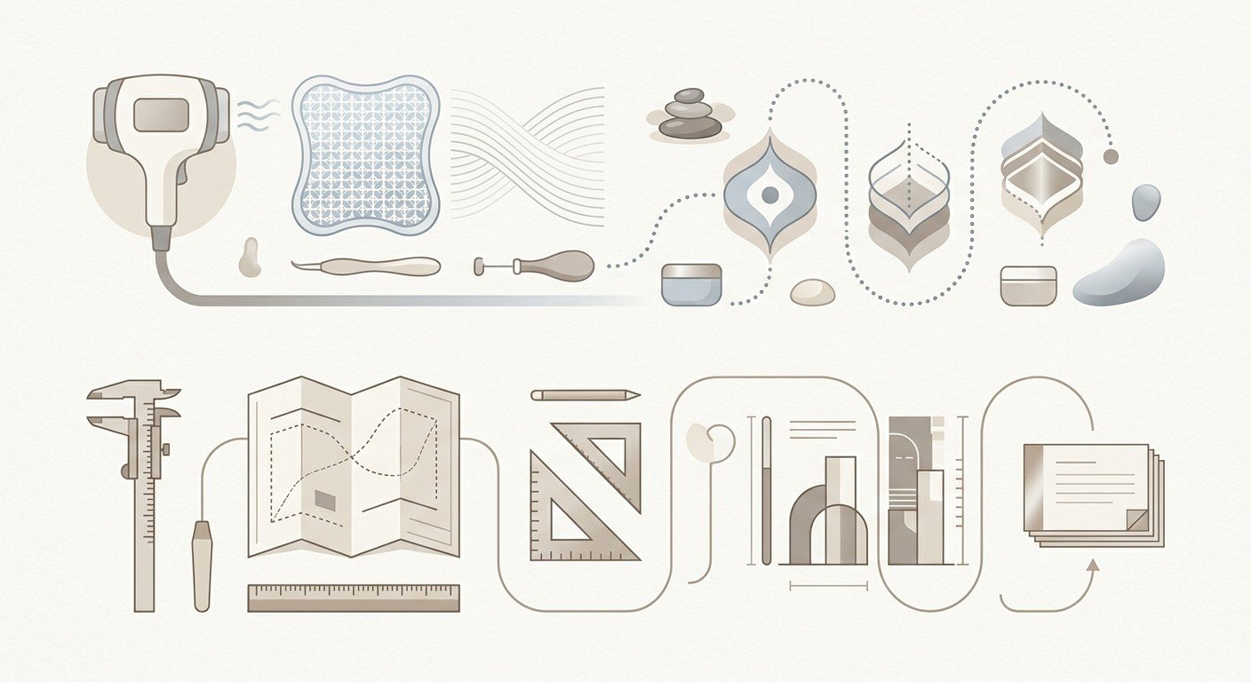 Illustrative comparison concept for non-surgical fat freezing and surgical liposuction